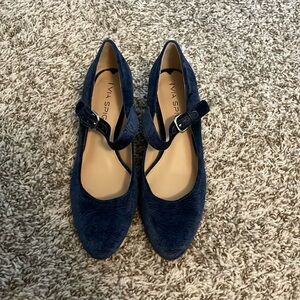 Via Spiga velvet blue velvet heels